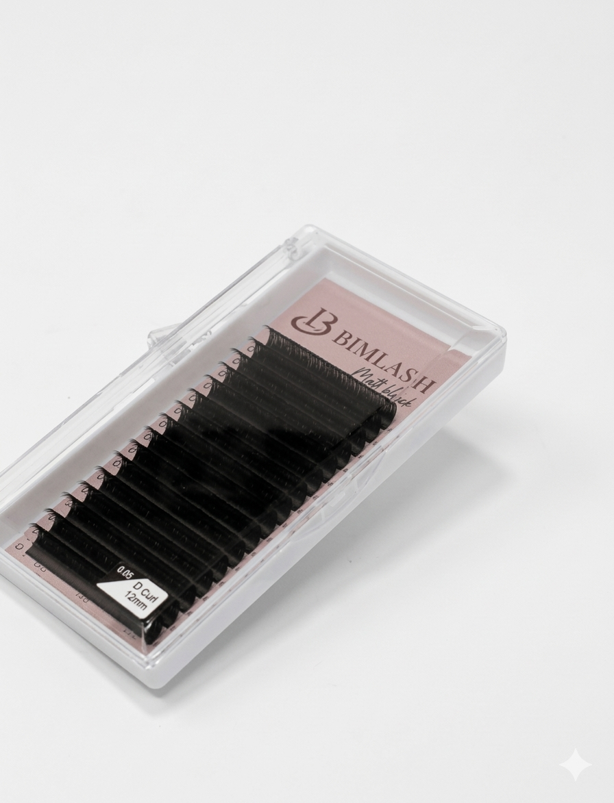 Eyelash packaging with branding on a white background RB Lash and Brow