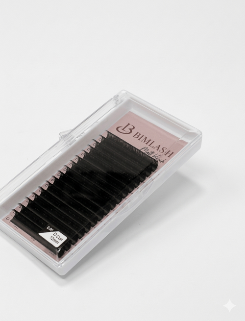 Eyelash packaging with branding on a white background RB Lash and Brow